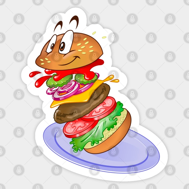 Cartoon Hamburgercartoon Cheeseburger Love Burgers Cheeseburger Sticker Teepublic 